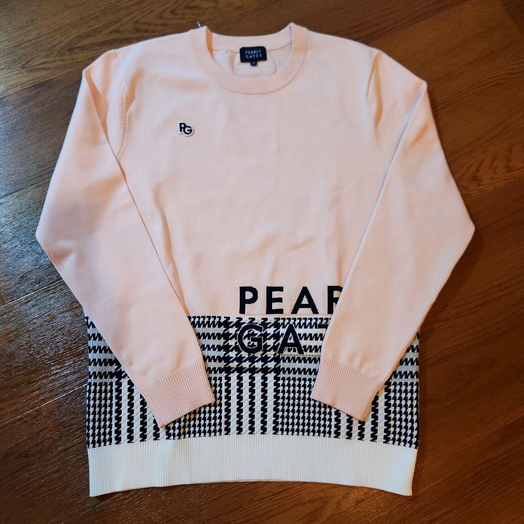 【新品未使用】パーリーゲイツ 薄手ニットセーター ピンク×千鳥柄 5(L)