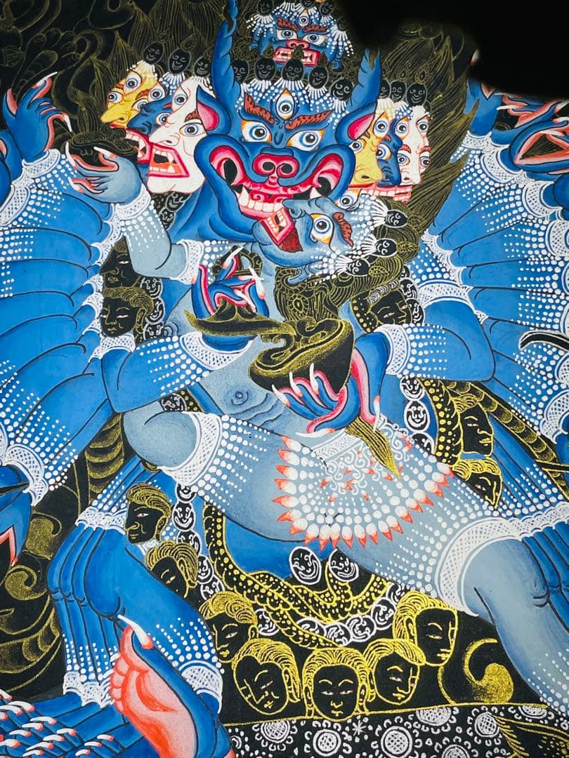 肉筆画 一点物 ヤマーンタカ 歓喜天 大威徳明王 曼荼羅 タンカ