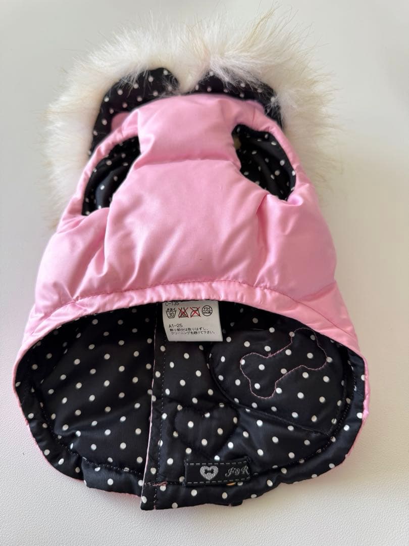 【未使用】フィフィ&ロメオ リバーシブルダウンコート ピンク×黒白水玉 S 軽量