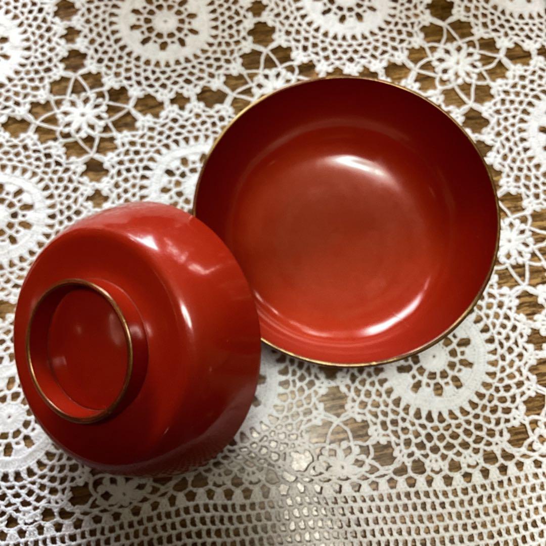 k2f20 朱　牡丹　吸物椀10客