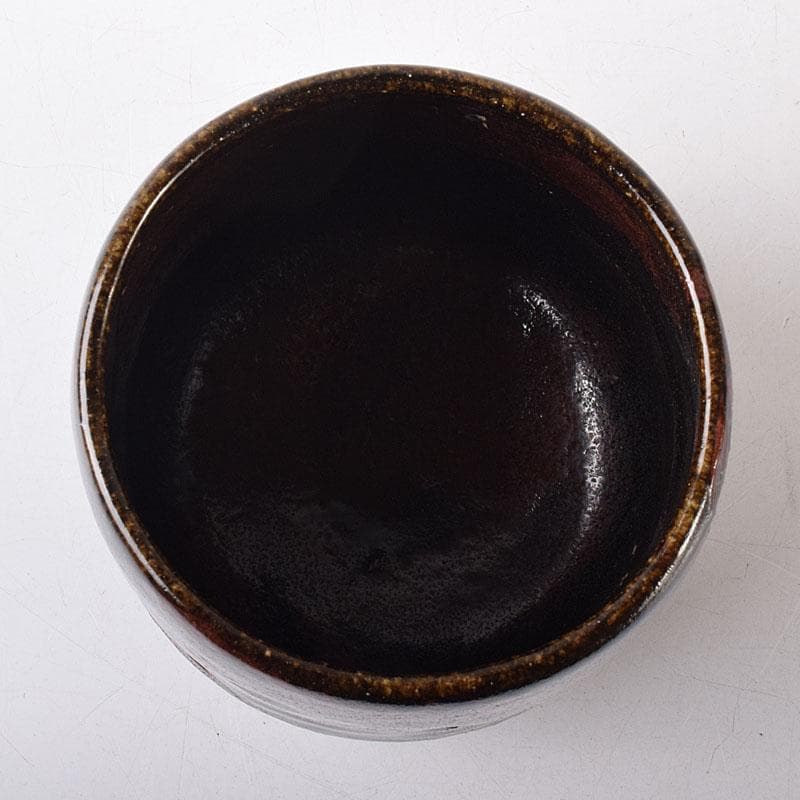 Gojyo 茶道具　楽吉左衛門作　黒楽筒茶碗　仕覆付　共箱　M　R8725