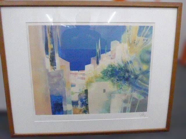 フランスのダニエル・ジェリスの幻想的なリトグラフ「地中海の風景 II 」です。