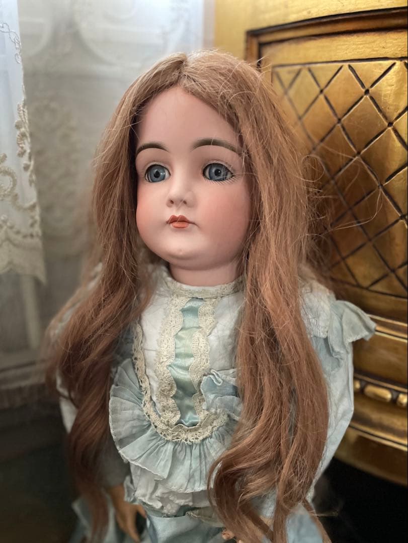 〜♡〜大きめ フランス製 人毛 ドールウィッグ 〜♡〜 アンティークビスクドール