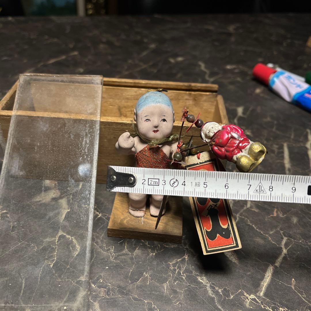 御所人形・江戸時代御所人形、鯛、御台人形・童人形・見立て人形・古いガラスケース入