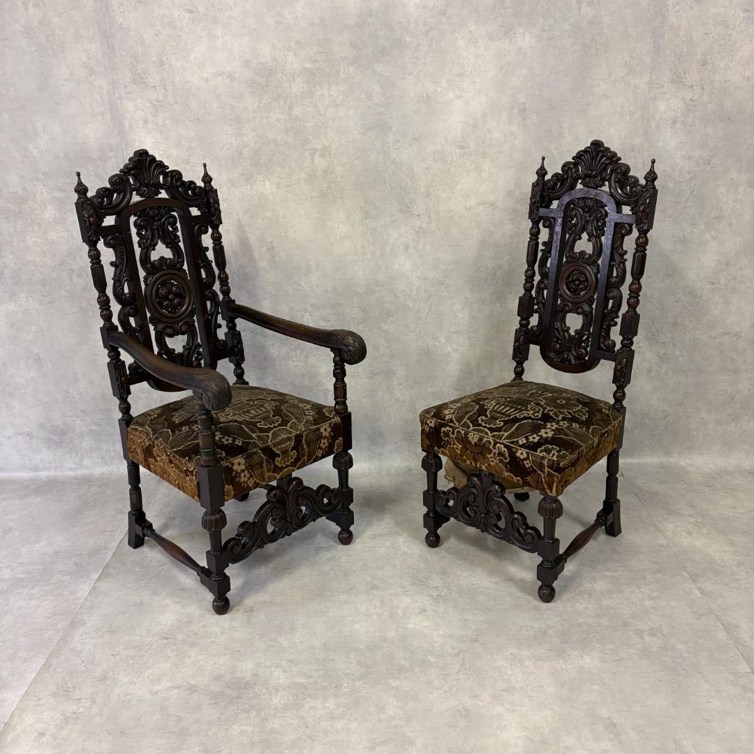 18世紀　バクタプール　キング＆クイーンスタイルのハイバックチェア