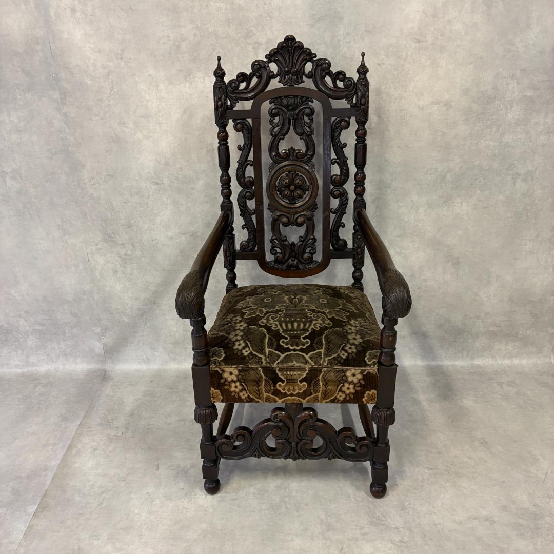 18世紀　バクタプール　キング＆クイーンスタイルのハイバックチェア
