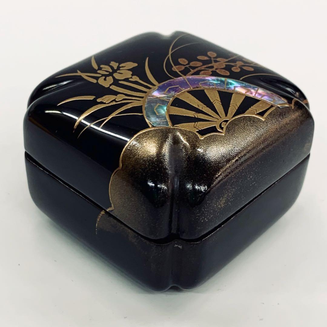 【香合　片輪波　黒塗】新井司峯　共箱