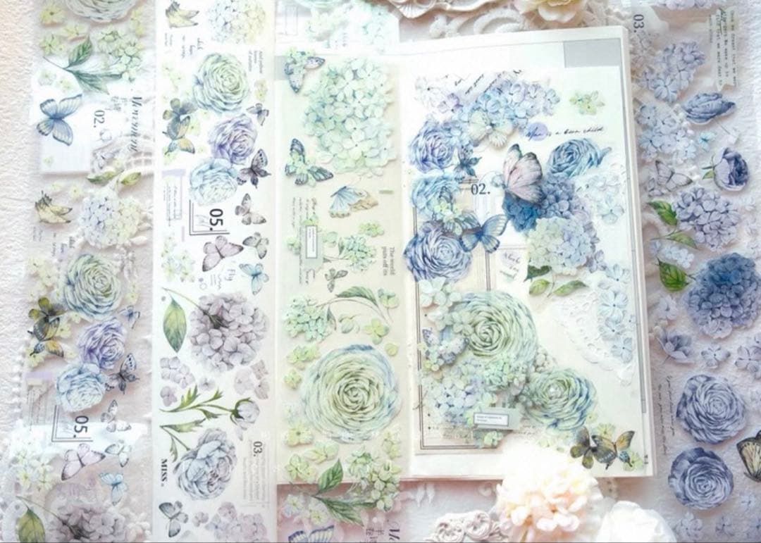 林野间《绣花信·蓝》海外マスキングテープ　マステ 【2466】