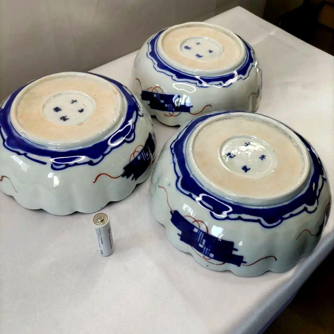 有田焼　伊万里焼　古伊万里　金彩　色絵　6寸皿　なます皿　小皿　小鉢　3客セット