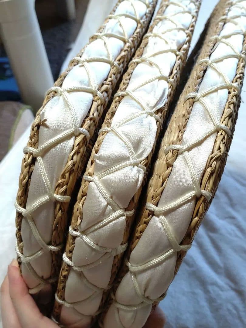 天然素材 座布団 い草？ クッション 3枚 昭和レトロ 古民家