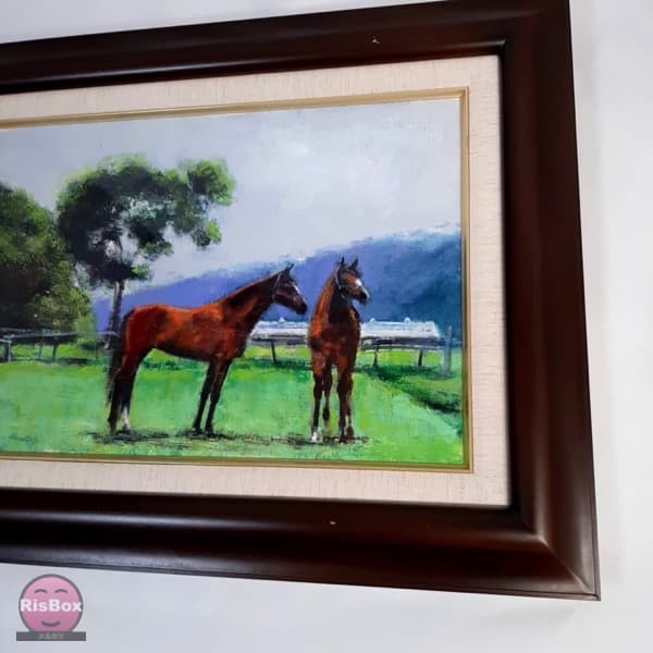 【うま年SALE】馬　油絵　10号　額縁と油絵　午年