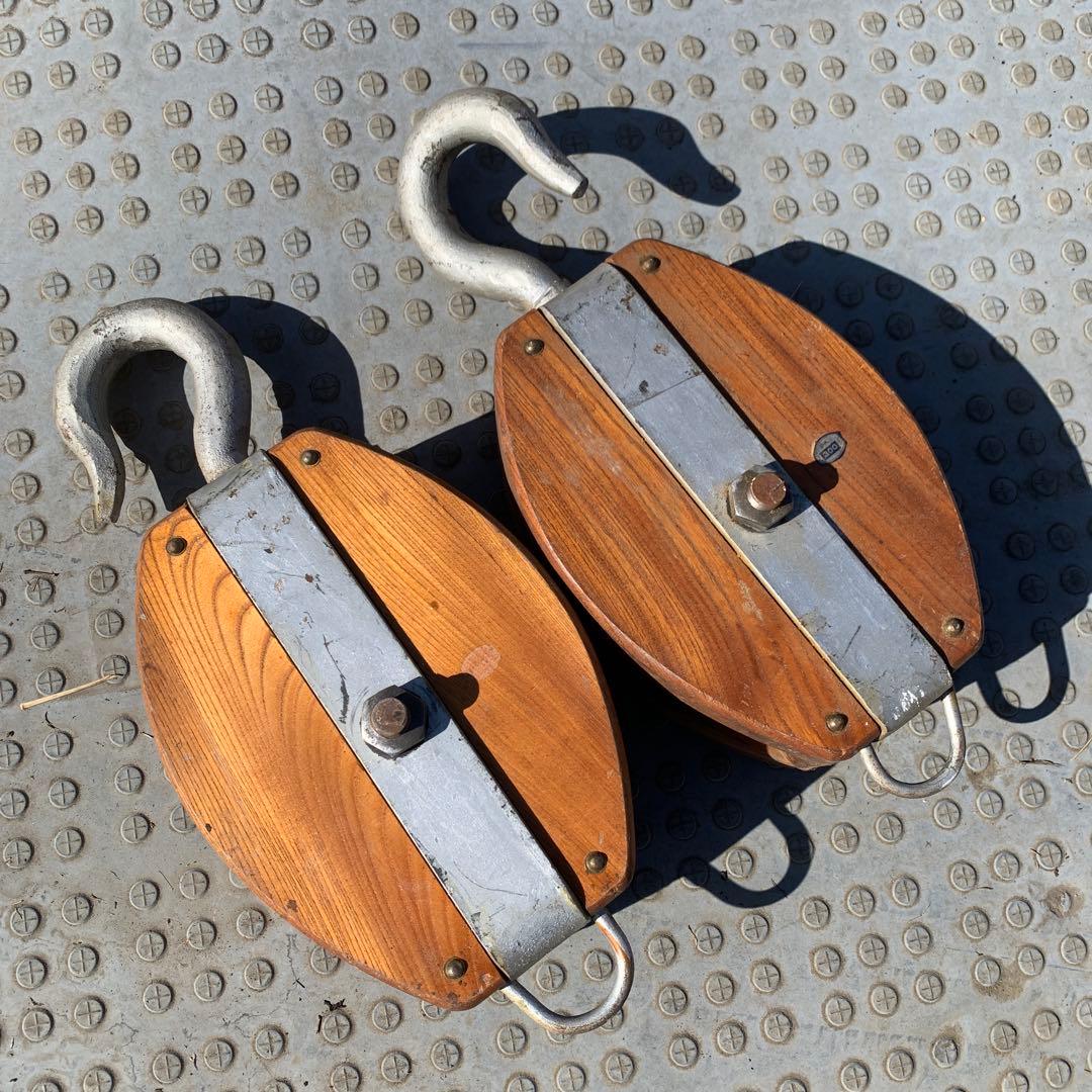 アンティーク木製滑車　2台　300