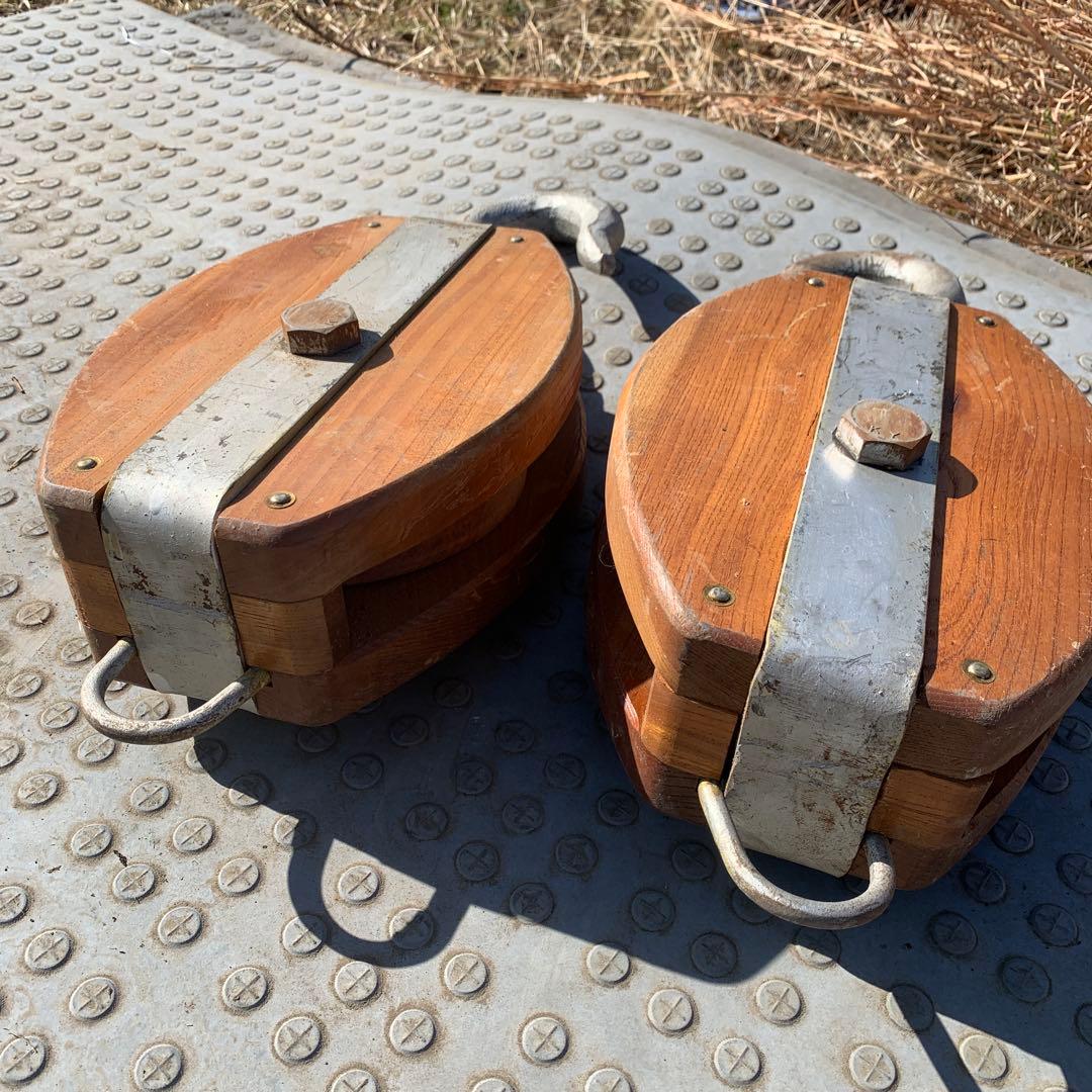 アンティーク木製滑車　2台　300
