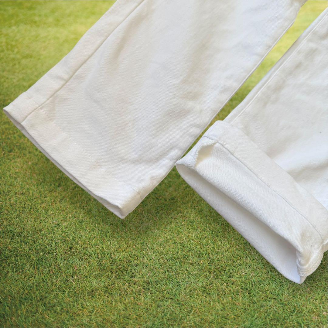 現行モデル　パーリーゲイツ　パンツ　白　M〜L相当　地厚　ホワイト　コットン素材