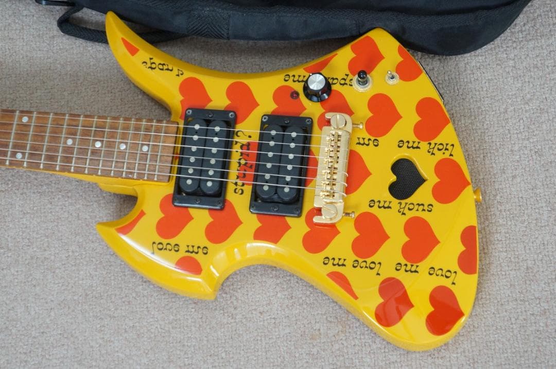 hide イエローハート Jr YH-JR Burny アンプ内蔵 ミニギター