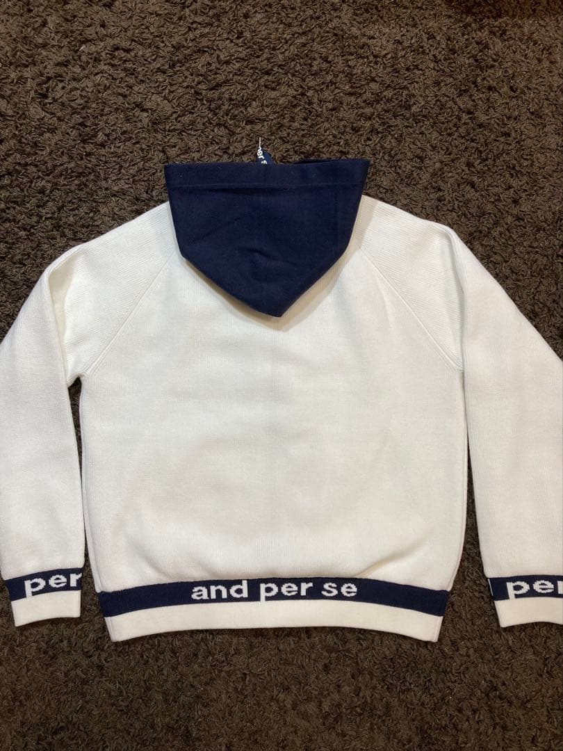 超美品【【【and per se 】】】アンパスィ★ニット防風ブルゾン★ホワイト