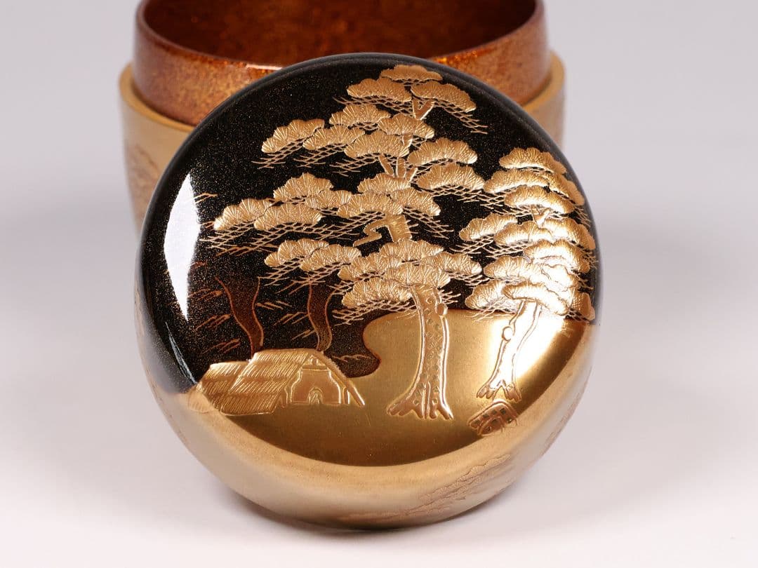 MA583 茶道具 一后一兆作 塩釜蒔絵 棗 保証品 共箱・共布・作歴 / 梨地