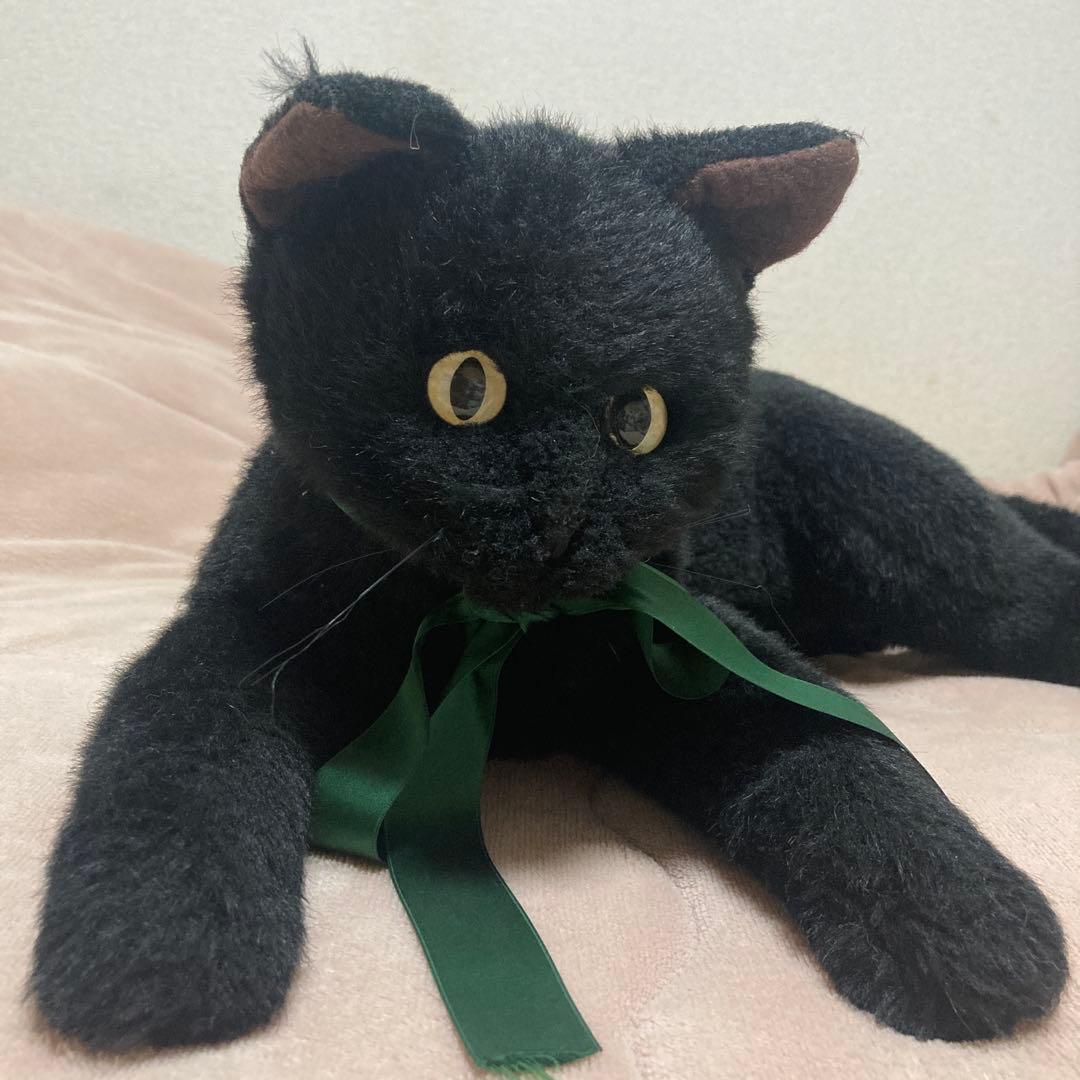 四季オリジナル　ぬいぐるみ　黒猫　中古品　寝そべりポーズ　中古品