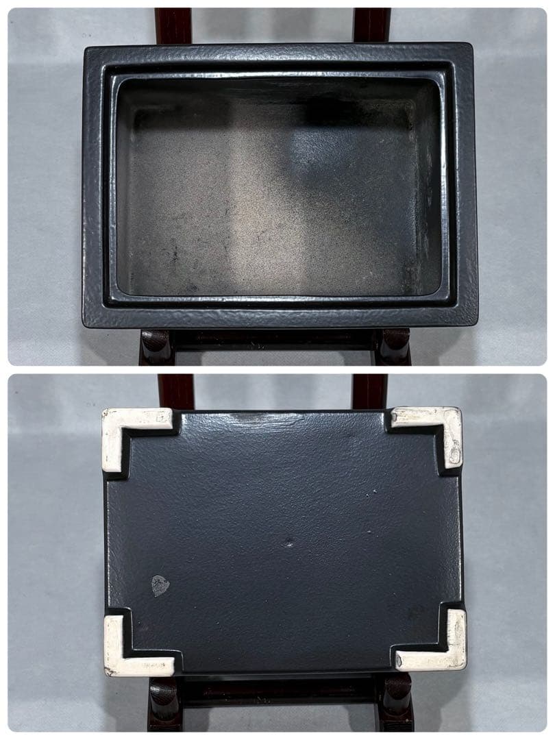 黒四方陶器製　火消壺　水屋道具　美品　茶道具　送料込