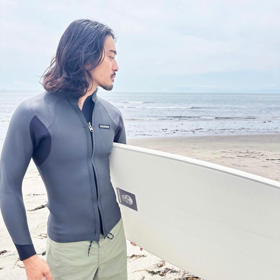 値下げ処分！日本製！B.D.ロゴパッチ 2mm 長袖スキンジャケット（L）