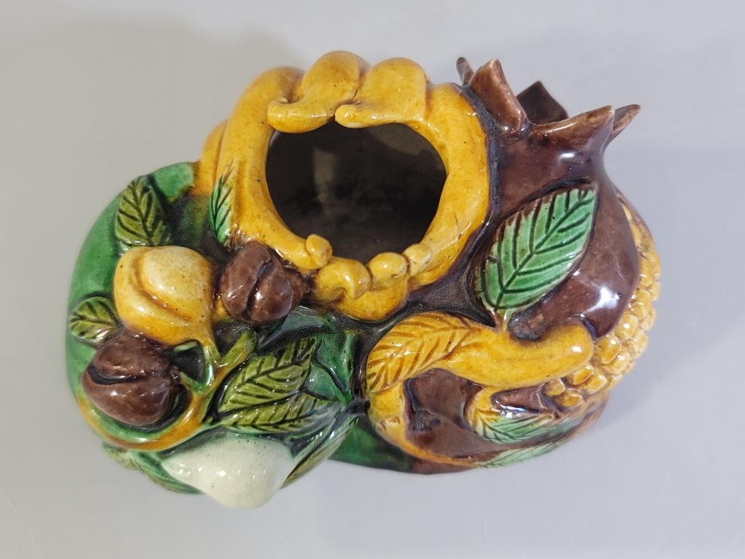 中国 三彩 柘榴 筆洗 文房具 古美術 DT250