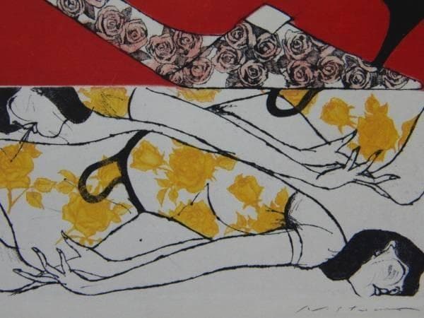 池田満寿夫、バラはバラ、Masuo Ikeda、希少画集画、新品額装付