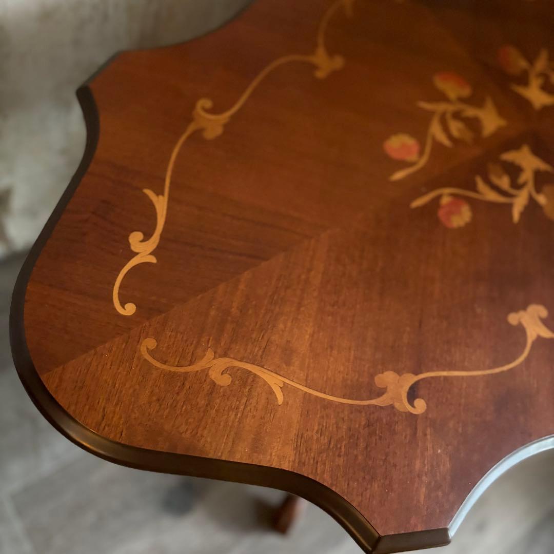 イタリア　象嵌センターテーブル　ヴィンテージ　彫刻装飾