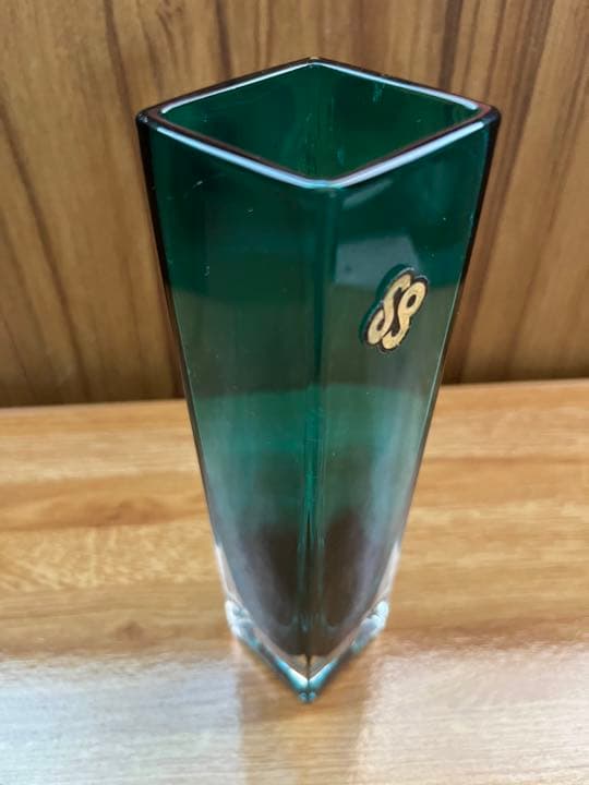 【イタリア製高級ガラス】ムラーノガラス SPロゴ グリーン×ブルー 花瓶