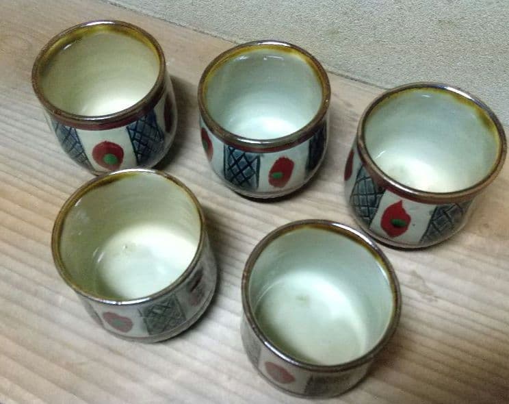 骨董　沖縄やちむん　湯呑5個　1970年代