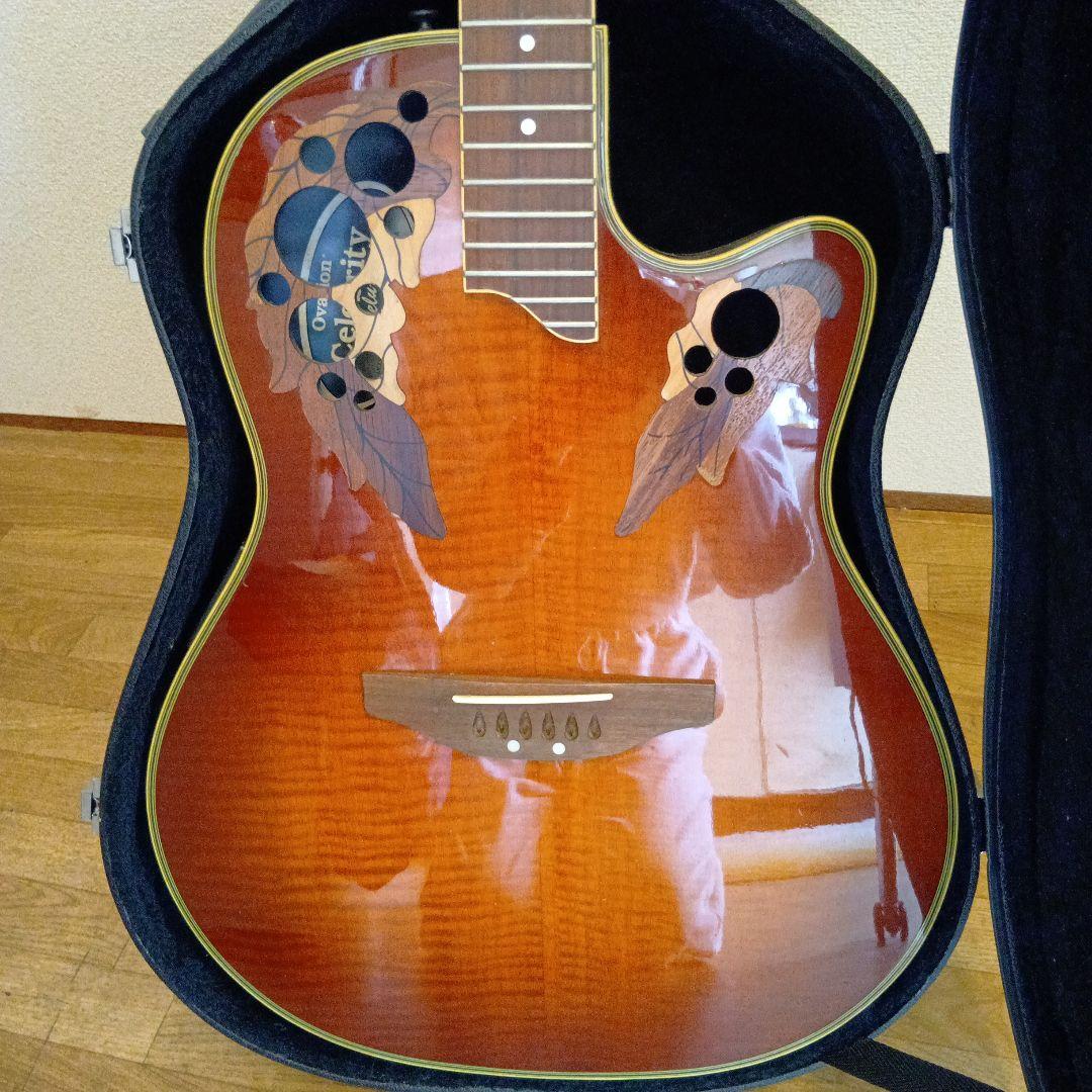オベ−ション、エレキアコースティックギター オレンジ/ブラウン