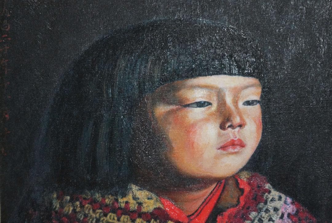 複製画 岸田劉生 1920年作『毛糸肩掛ける麗子肖像』油彩画ウッドワン美術館所蔵