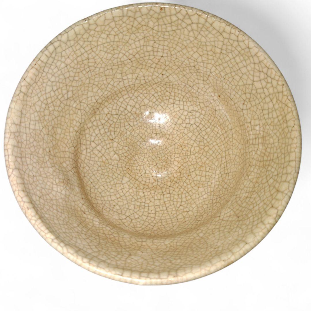 青木木米　呉州赤絵草花文茶碗　時代古作　切欠高台　木箱付