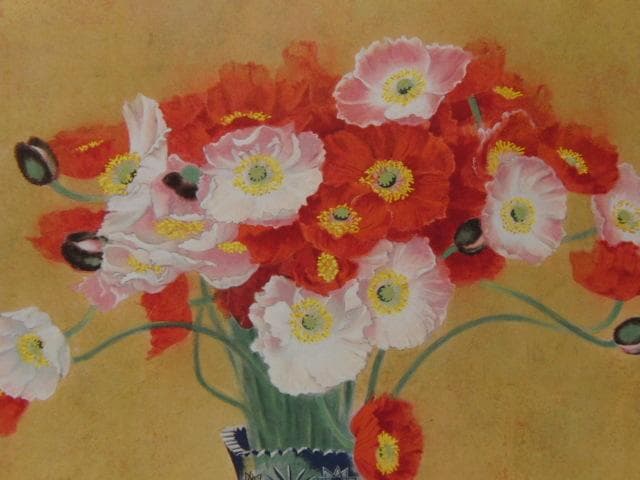 今井守彦、【赤い花】、希少な額装用画集より、新品額装付