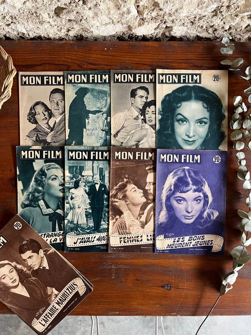 ◆フランスアンティークA希少映画シネマ雑誌monfilm紙スター俳優女優パンフ