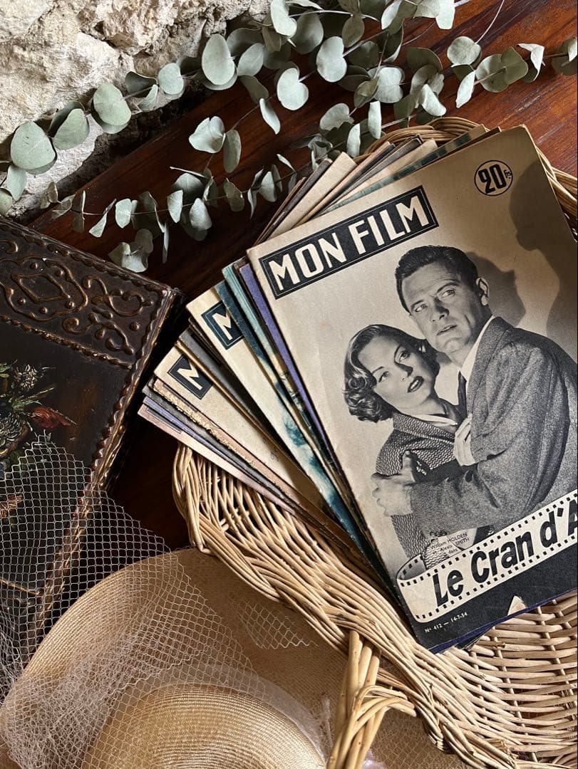 ◆フランスアンティークA希少映画シネマ雑誌monfilm紙スター俳優女優パンフ