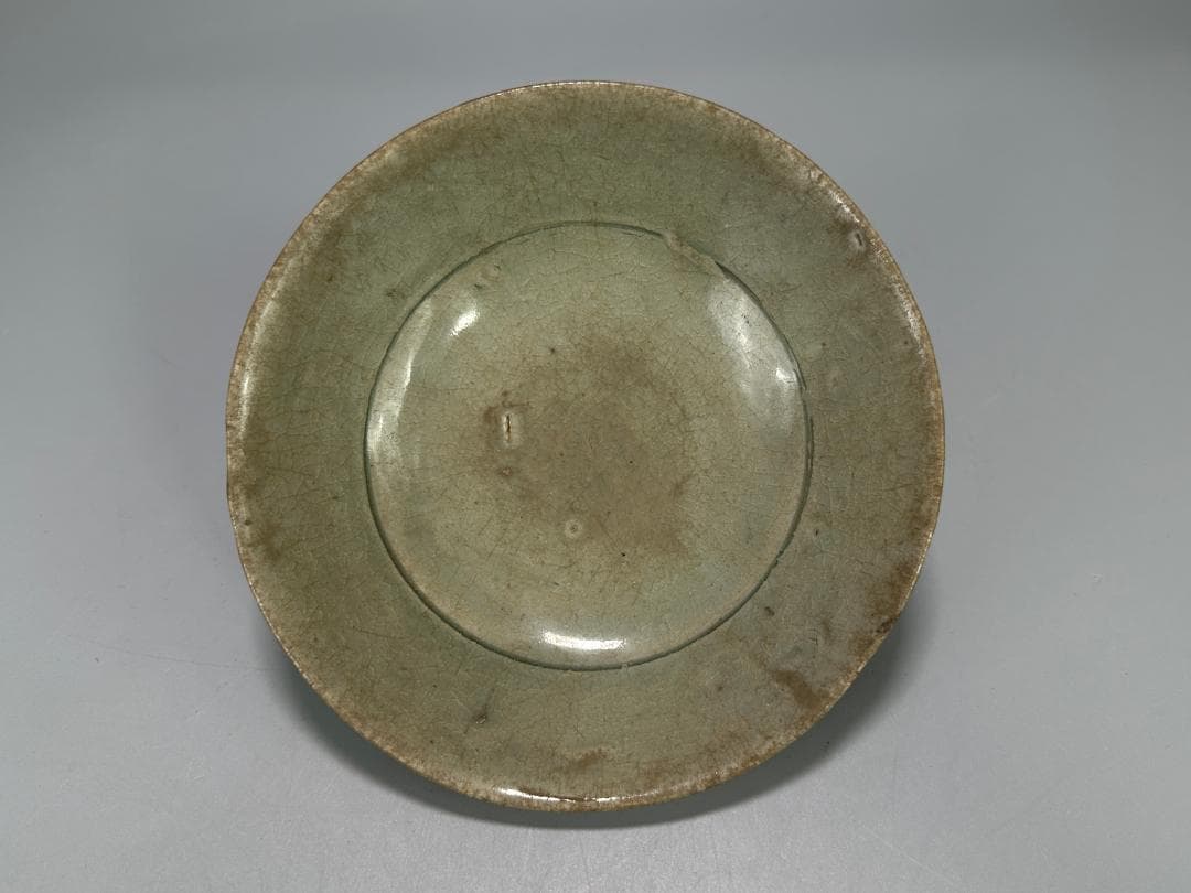 中国美術　元～明時代　青磁　蓮花文茶碗 鉢　時代物　唐物　14～15世紀頃