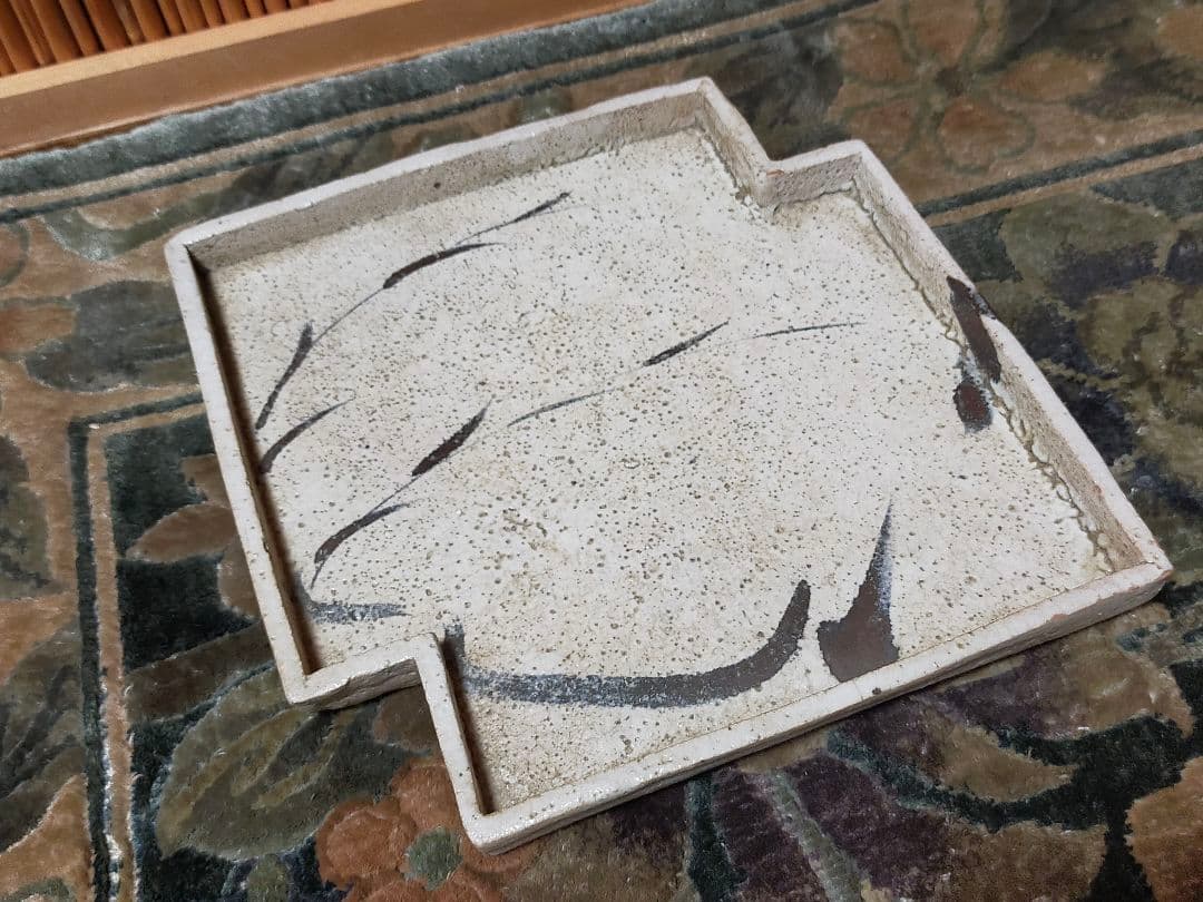 ♥志野　鉢　木箱付き　四方鉢　陶板　古玩　骨董品