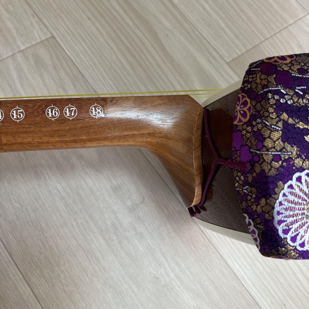 三味線 東さわり 中棹 鼈甲撥 長唄 地唄 ケース付き 美品 民謡 舞台