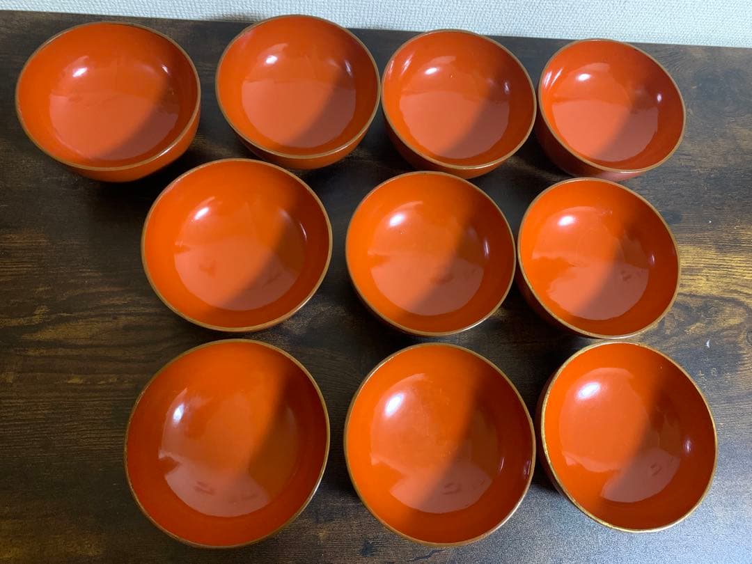 大正時代　金彩蒔絵　木製漆塗吸物椀　10客　大きめ　時代物　縁起物