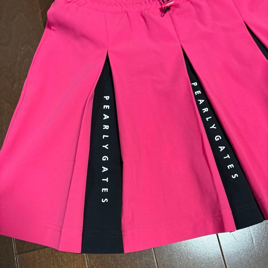 パーリーゲイツMFY裏カノコプリーズスカート ピンク×ブラックサイズ1