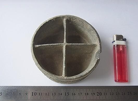 ★Z0909★ 古代　石器　彫刻石　オイルランプ　繊細彫刻　灯火器