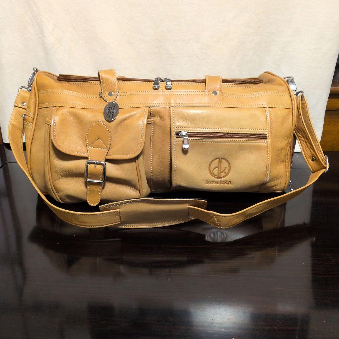 David King Bostonベージュレザーゴルフバッグ