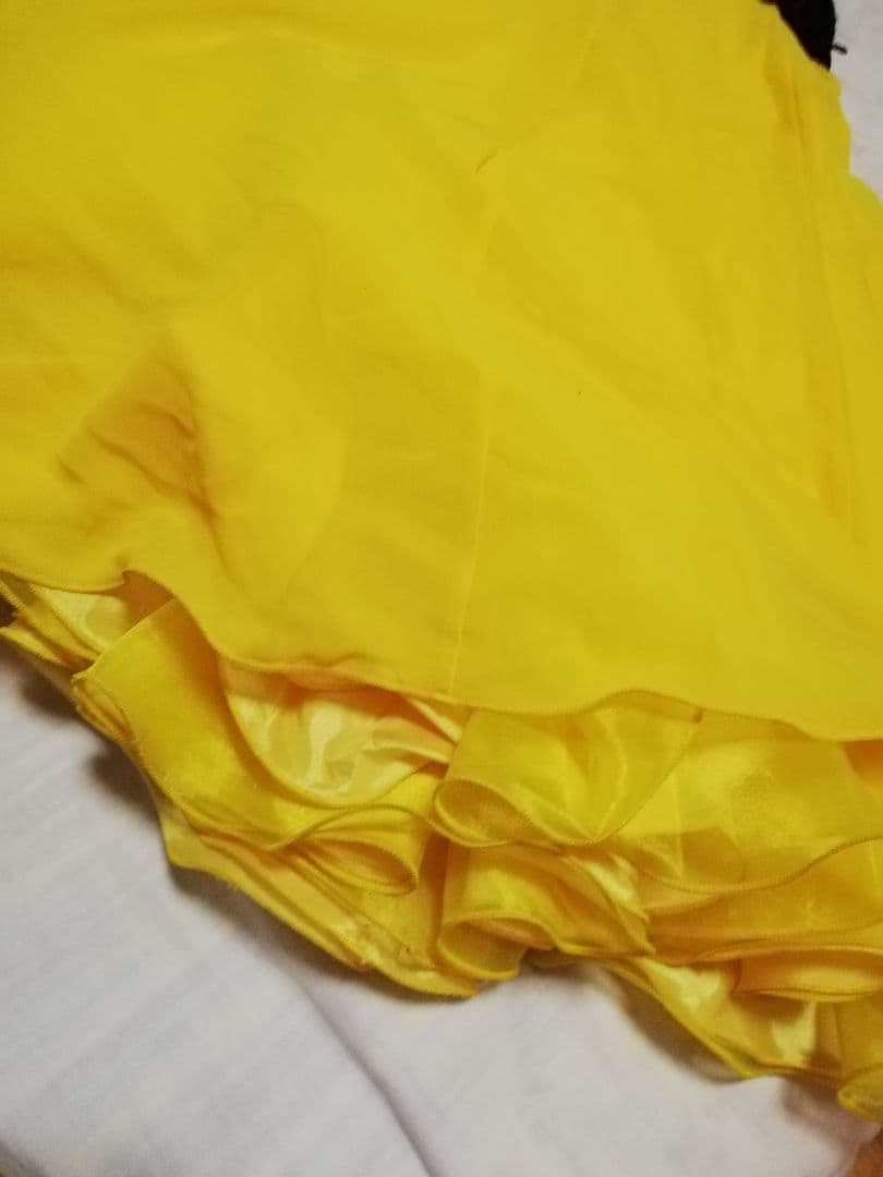 最終お値下げ　社交ダンス用　カラオケ用に　黒と黄色のロングドレス