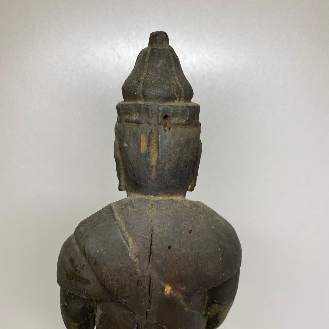 古代　江戸前期以前　木彫観音像　高さ約43㎝　トヒカカ　東さ8-0107☆2F