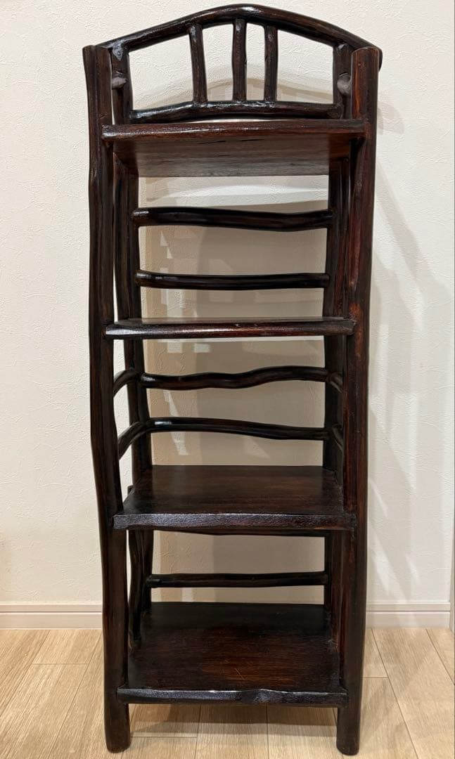 ウッドラック　原木ナチュラル4段　ダークブラウン