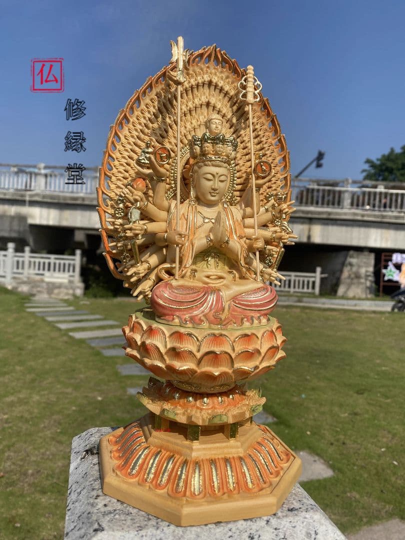 【修縁堂】時代木彫 木造仏像 仏師で仕上げ品 釈迦牟尼 彫刻工芸品