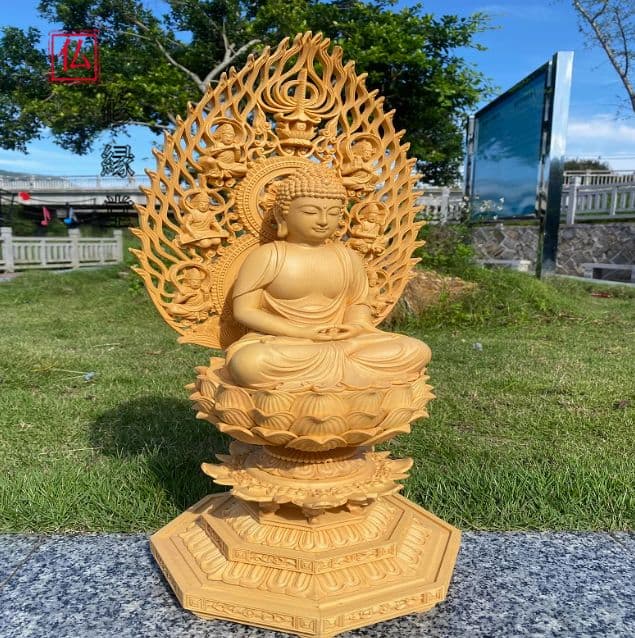 【修縁堂】時代木彫 木造仏像 仏師で仕上げ品 釈迦牟尼 彫刻工芸品