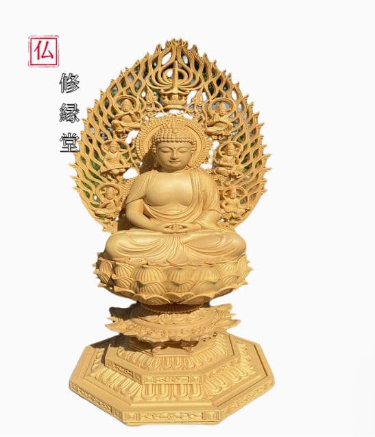 【修縁堂】時代木彫 木造仏像 仏師で仕上げ品 釈迦牟尼 彫刻工芸品