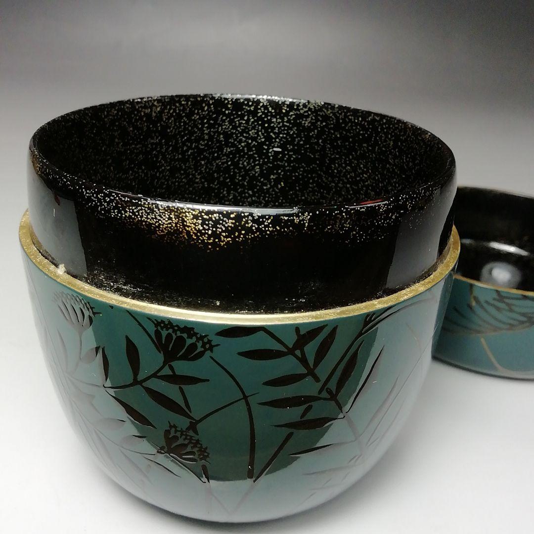 Ｓ７１６　棗　『秋の宵』『月に秋草　内鈴虫蒔絵』『志路川作』　共箱　茶道具