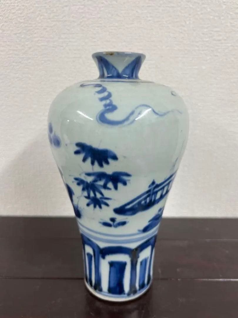 中国古美術　清時代染付人物梅瓶 /西X-004